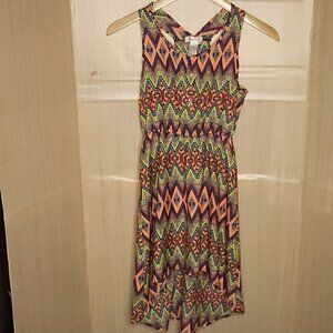 Japna Kids Girl's Bright Multicolor High Low Sleeveless Dress 12
